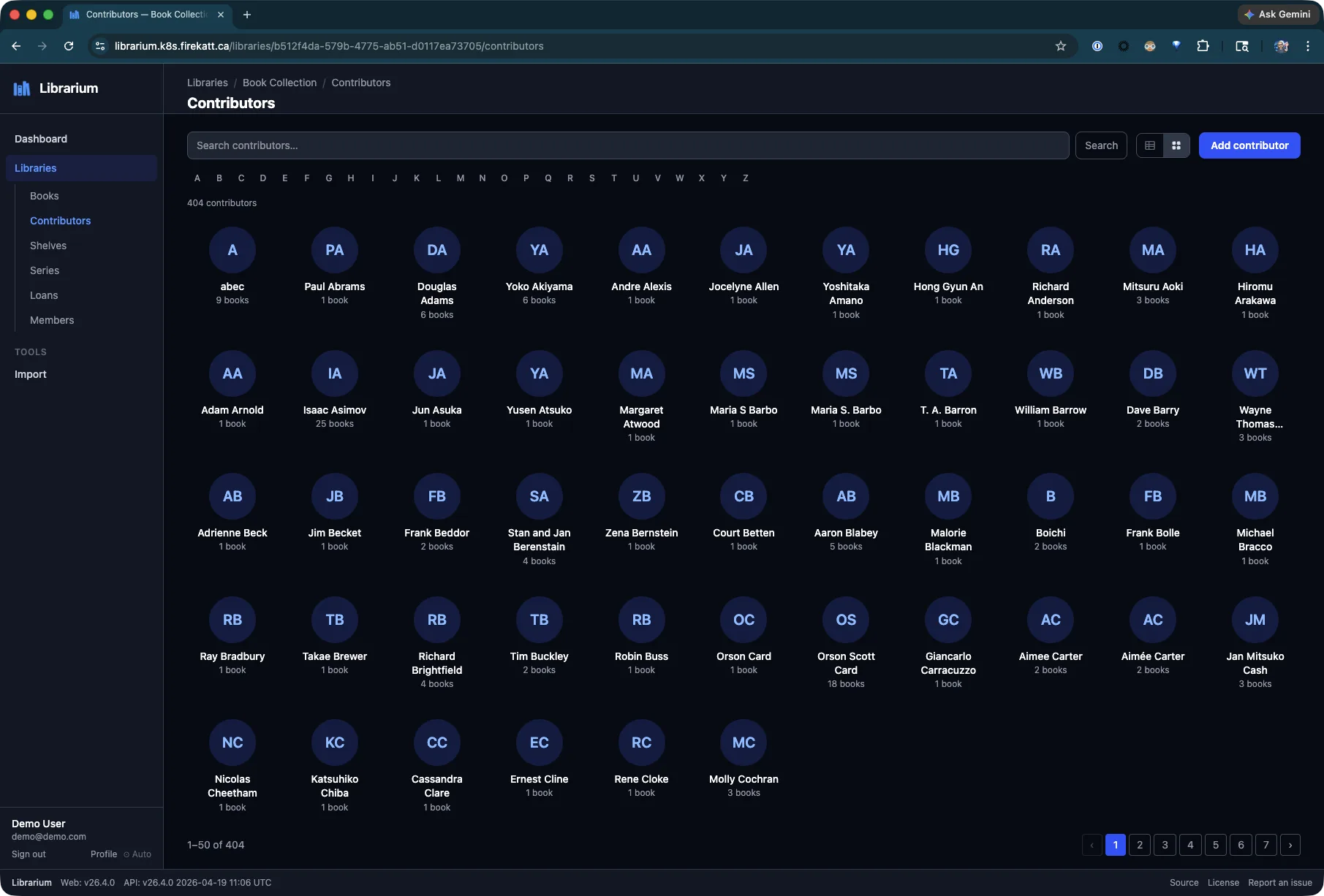 Contributors page